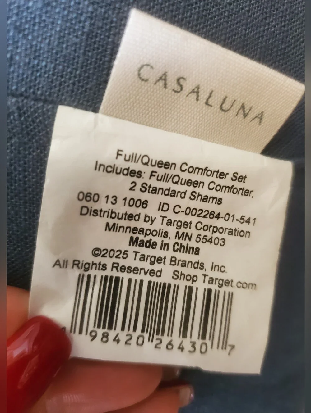 Casaluna Full/Queen Heavyweight Linen Blend Duvet Cover And Sham Ser Dark Blue